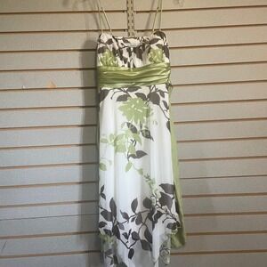 Speeckless Ivory Green Floral Dress Strapless High Low Party Cocktail Occasion M